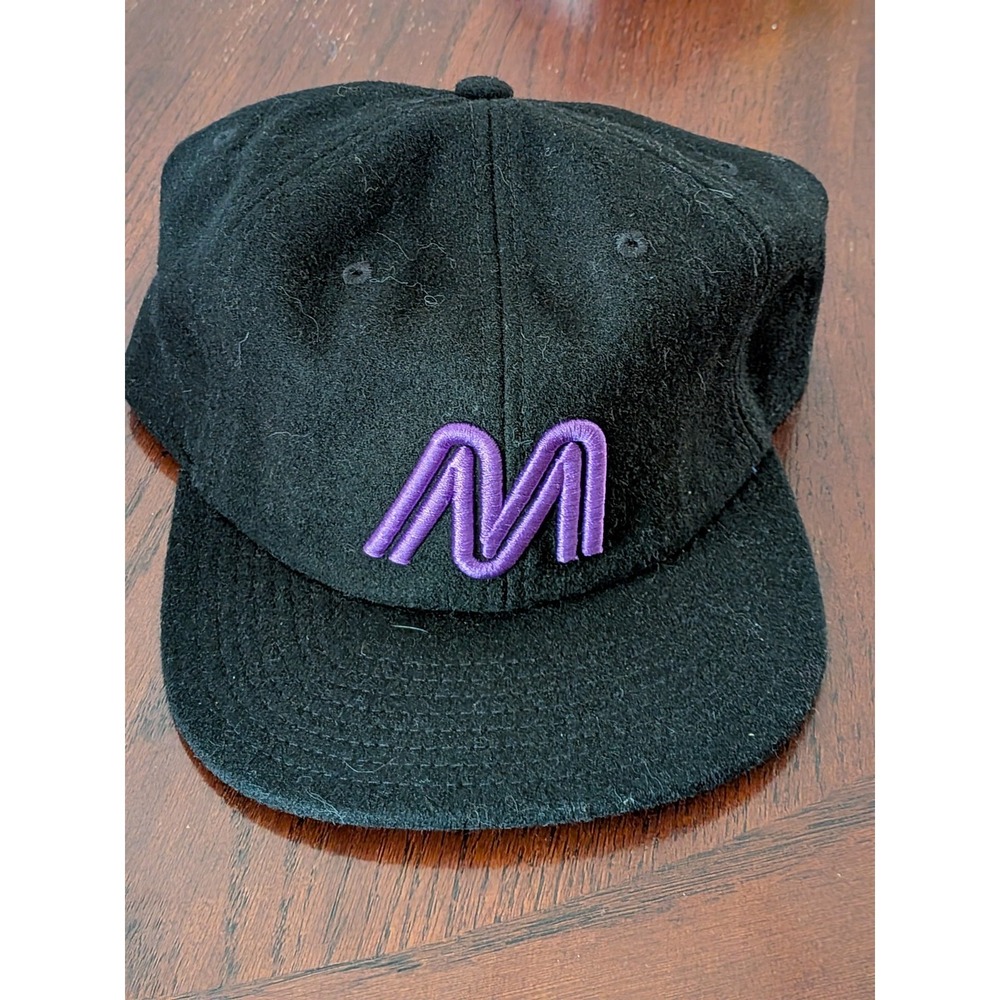M Logo Retro Script Wool Hat Strap Back Cap‎ OSFM Black Purple AS Colour